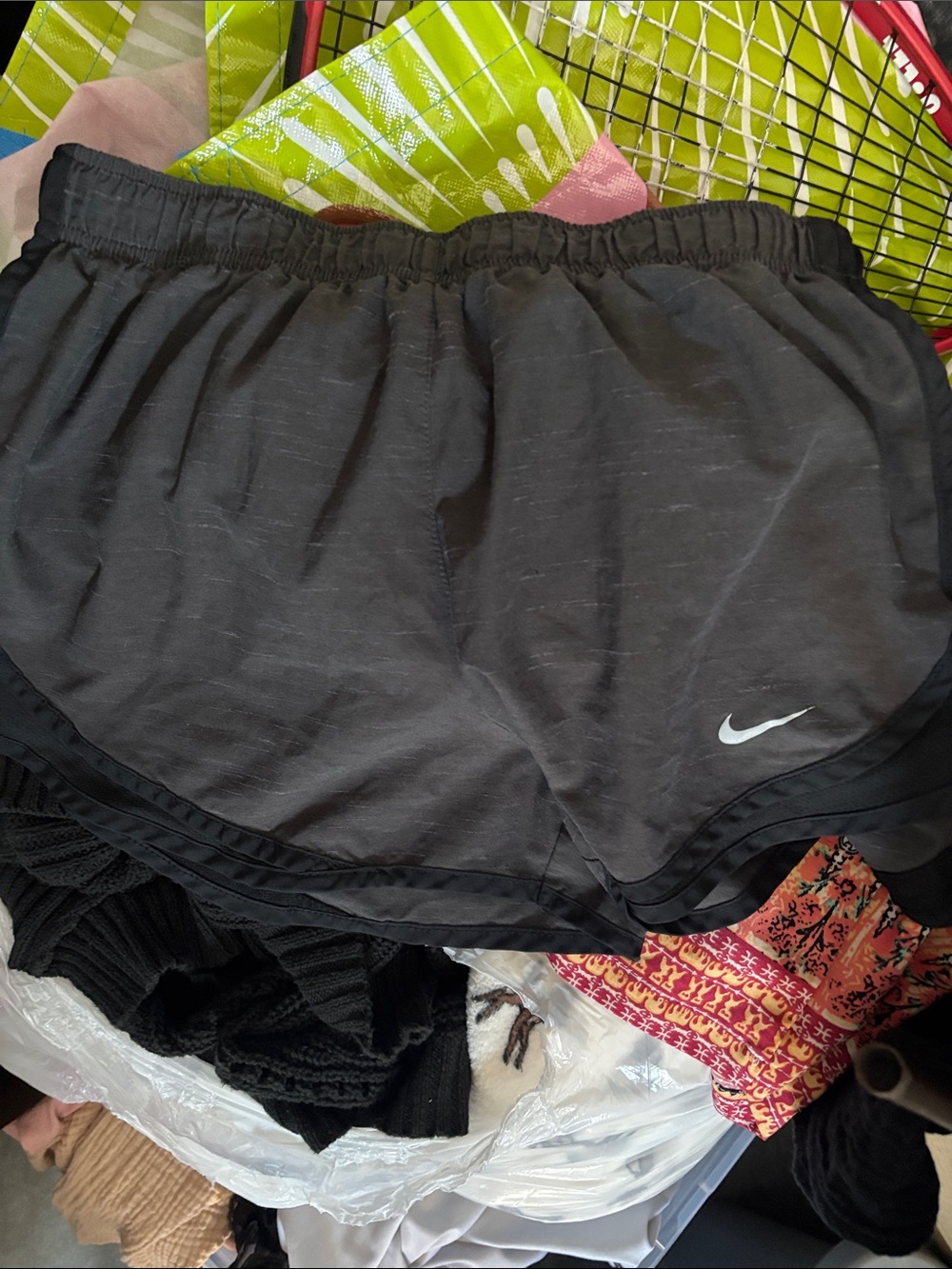 Nike Women's Black Athletic Shorts with White Swoosh